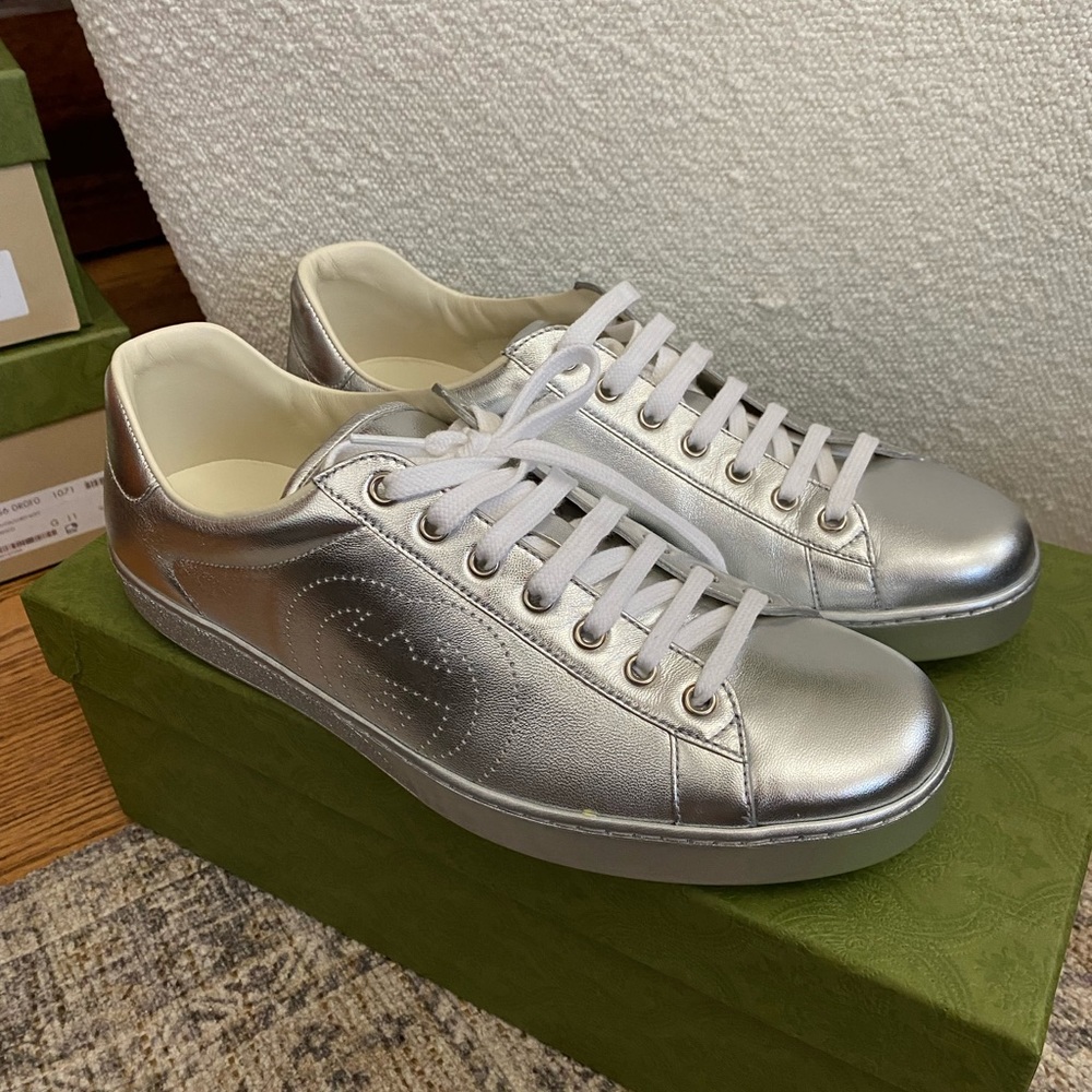 Silver Gucci Ace Sneakers